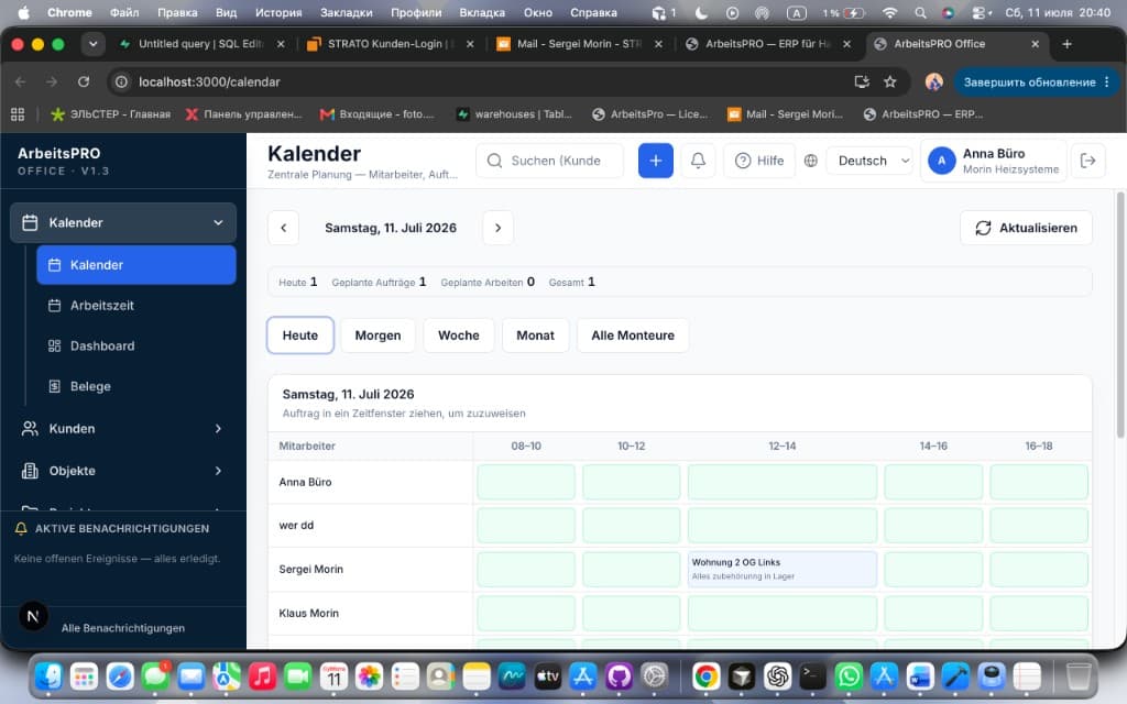 ArbeitsPRO Office — Kalender, Morin Heizsysteme