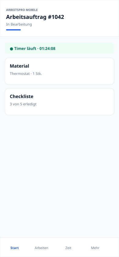 ArbeitsPRO Mobile Arbeitsauftrag